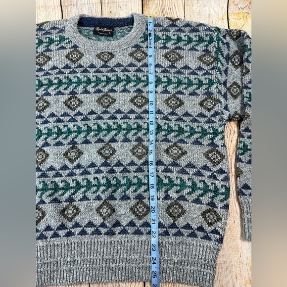 Vintage Reed St James Aztec Print Pullover Knit Sweater Size L Made in USA - Picture 4 of 5